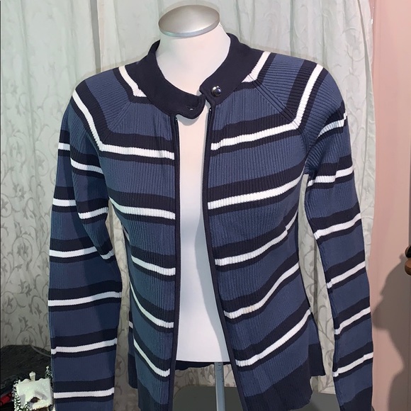 sweater blue,dark blue and white, with zipper - Picture 2 of 13